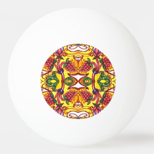 Pelota De Ping Pong Mano Dibujada: Elegancia Ornamental Floral.