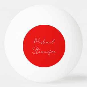 Pelota De Ping Pong Mano roja blanca escrita Minimalista tu nombre