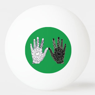 Pelota De Ping Pong Manos de amistad negras y blancas