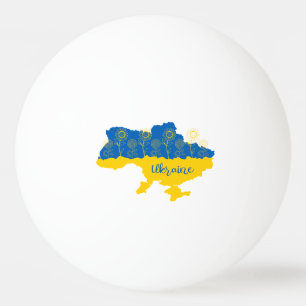 Pelota De Ping Pong Mapa de Ucrania con girasol y bandera ucraniana