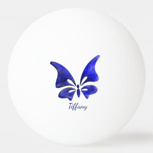 Pelota De Ping Pong Mariposa acuarela azul profundo saturado
