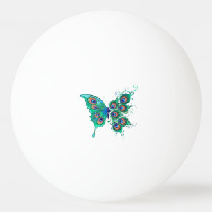 Pelota De Ping Pong Mariposa con plumas de pavo real verde