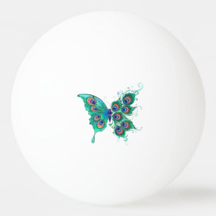 Pelota De Ping Pong Mariposa con plumas de pavo real verde