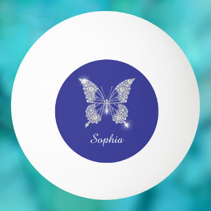 Pelota De Ping Pong Mariposa de Diamante Blanco, Nombre de Letra, Azul