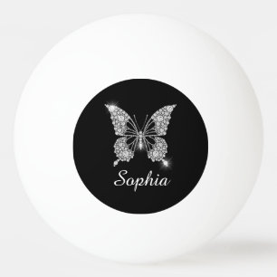 Pelota De Ping Pong Mariposa de Diamante Blanco, Nombre de Letra, Negr