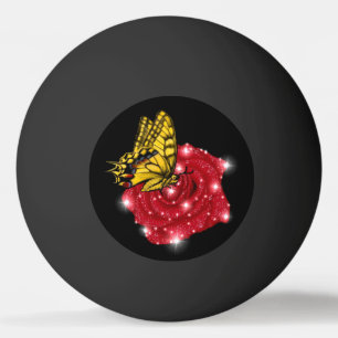 Pelota De Ping Pong Mariposa en rosa roja con estrellas y gotas de llu