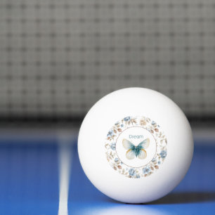 Pelota De Ping Pong Mariposa Flores Marrones Crema Azul Tan