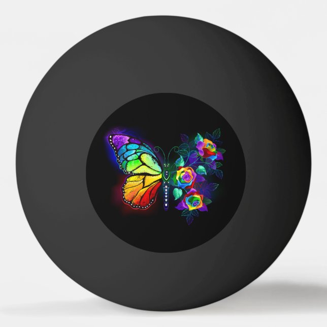 Pelota De Ping Pong Mariposa florida arcoiris (Reverso)