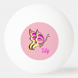 Pelota De Ping Pong mariposa rosa - añadir nombre