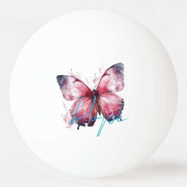 Pelota De Ping Pong Mariposa rosa de esperanza inspiradora (Anverso)