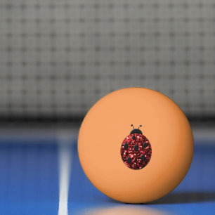 Pelota De Ping Pong Mariquita roja oscura con destellos de purpurina f