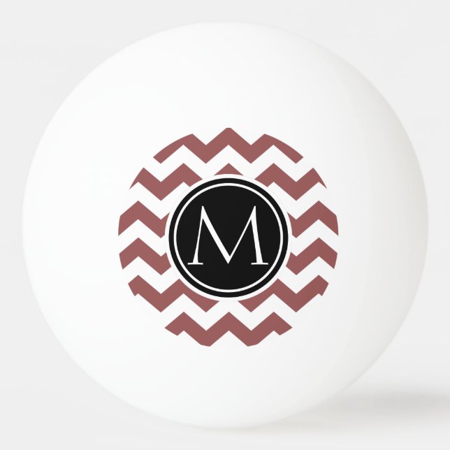 Pelota De Ping Pong Marsala Chevron Monogramado (Anverso)