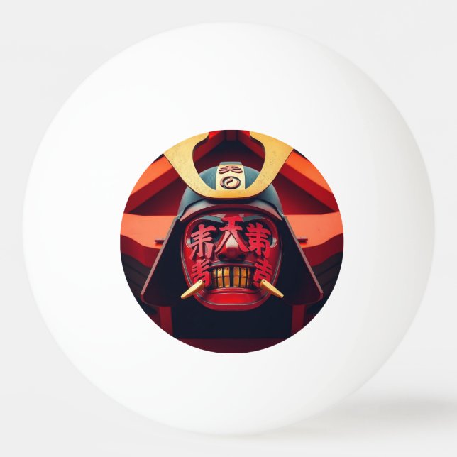 Pelota De Ping Pong Máscara de samurái de anime roja (Anverso)