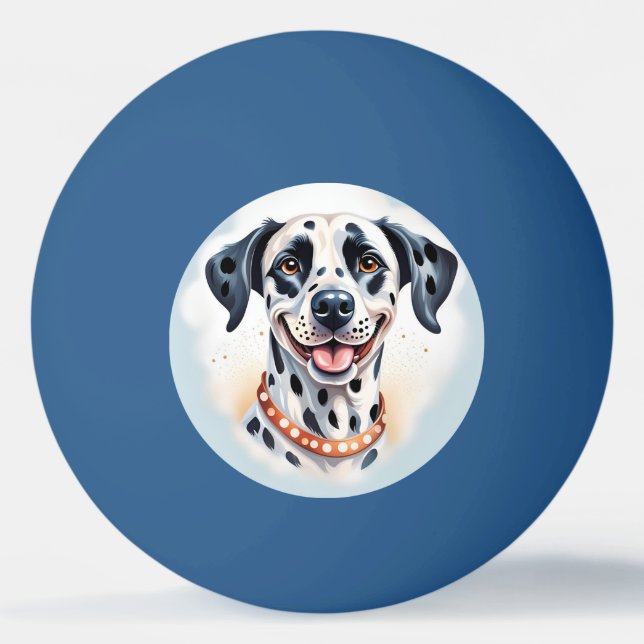 Pelota De Ping Pong Mascota de perro de Dalmacia feliz (Anverso)
