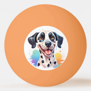 Pelota De Ping Pong Mascota de perro de Dalmacia feliz
