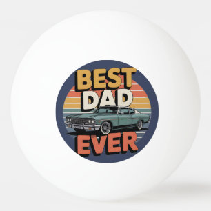 Pelota De Ping Pong Mejor Papá Retro Vintage Teal Muscle Car