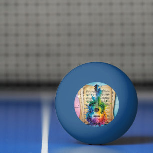 Pelota De Ping Pong Melodía colorida: Guitarra pintada sobre música vi