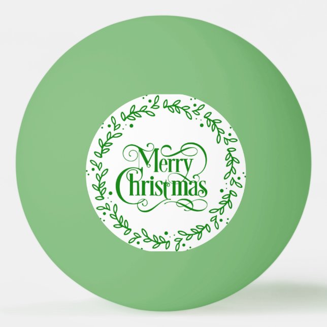 PELOTA DE PING PONG MERRY CHRISTMAS GREEN WREATH (Anverso)