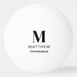 Pelota De Ping Pong Minimalista Monograma Personalizado Groomsman Rega