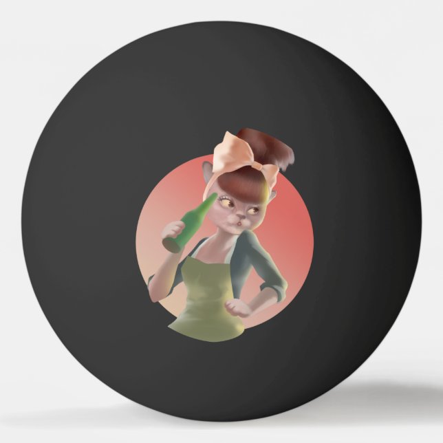 Pelota De Ping Pong Miss Meow - Serie nocturna de bares (Anverso)