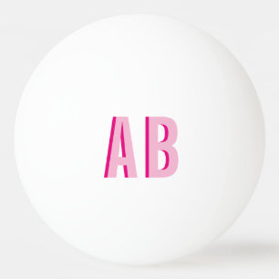 Pelota De Ping Pong Monograma apilado rosa audaz de 2 letras