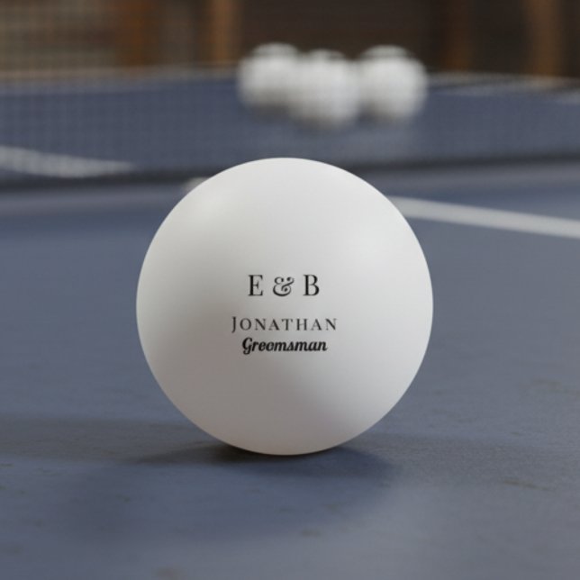 Pelota De Ping Pong Monograma Boda Groomsman Regalo personalizado negr (Subido por el creador)
