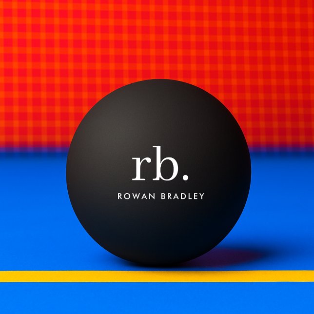 Pelota De Ping Pong Monograma Clásico Elegante Mínimo Negro (Subido por el creador)