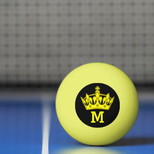 Pelota De Ping Pong Monograma Corona Amarilla Personalizado