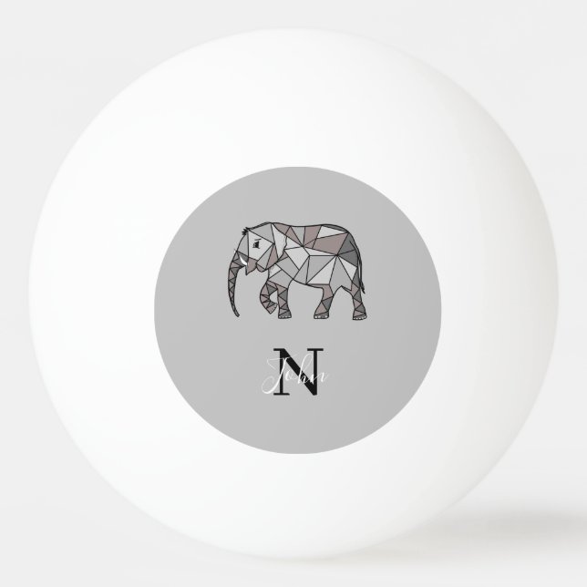 Pelota De Ping Pong Monograma Cute Graphics Elephant Personalizado Neg (Reverso)