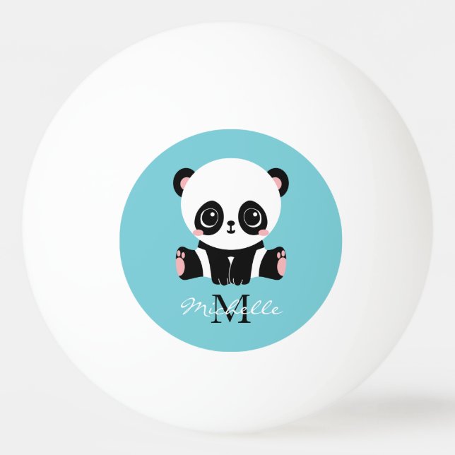 Pelota De Ping Pong Monograma Cute Panda Goma de burbuja personalizada (Anverso)
