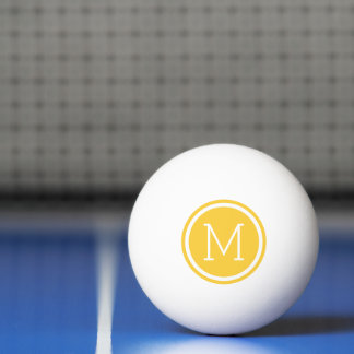 Pelota De Ping Pong Monograma de circulo amarillo personalizado