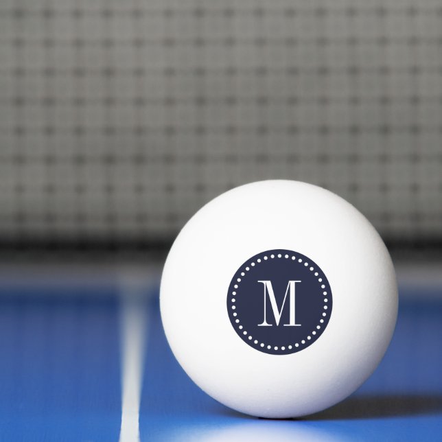 Pelota De Ping Pong Monograma de círculo azul de la marina personaliza (Neto)