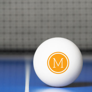 Pelota De Ping Pong Monograma de círculo naranja personalizado