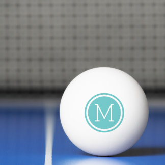 Pelota De Ping Pong Monograma de circulo turquesa personalizado