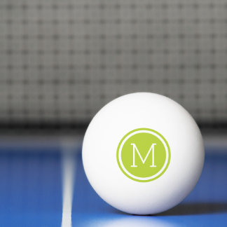 Pelota De Ping Pong Monograma de círculo verde personalizado