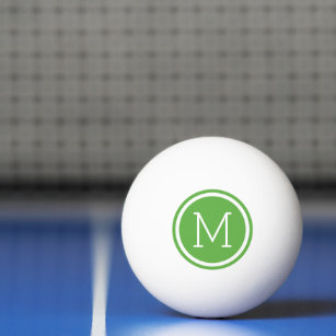 Pelota De Ping Pong Monograma de círculo verde personalizado