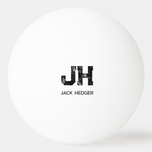 PELOTA DE PING PONG MONOGRAMA DE DOS LETRAS NEGRO MINIMALISTA NOMBRE B