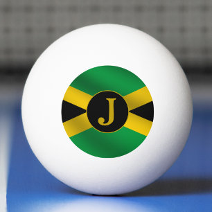 Pelota De Ping Pong Monograma de la bandera jamaiquina
