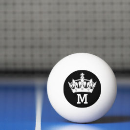 Pelota De Ping Pong Monograma de la Corona Blanca personalizado