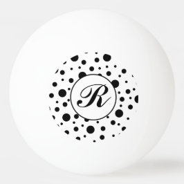 Pelota De Ping Pong Monograma de lunares modernos en blanco y negro