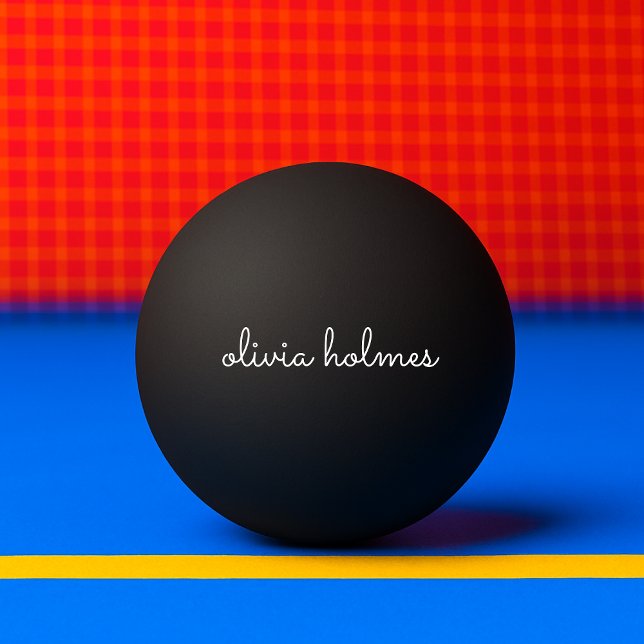 Pelota De Ping Pong Monograma de moda | Nombre de guión negro moderno (Subido por el creador)