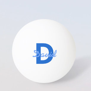 Pelota De Ping Pong Monograma de nombre editable blanco azul oscuro y