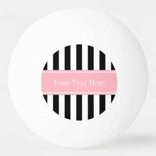 Pelota De Ping Pong Monograma de nombre rosado de franja blanca negra