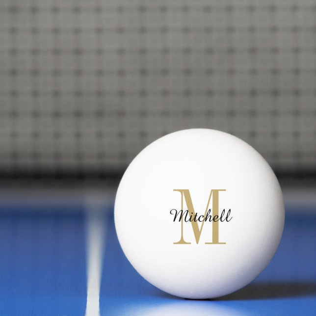 Pelota De Ping Pong Monograma de oro y nombre personalizado (Neto)