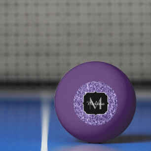 Pelota De Ping Pong Monograma de purpurina violeta ultravioleta