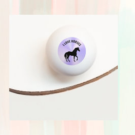 Pelota De Ping Pong Monograma de silueta de caballo negro |