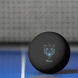 Pelota De Ping Pong Monograma de silueta de tigre azul degradado