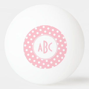 Pelota De Ping Pong Monograma de tres letras con lunares rosados y bla