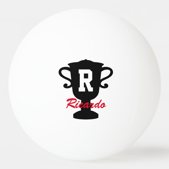 Pelota De Ping Pong Monograma de trofeo montado personalizado (Anverso)