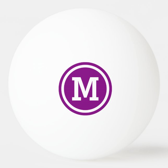 Pelota De Ping Pong Monograma de un círculo morado y blanco (Anverso)